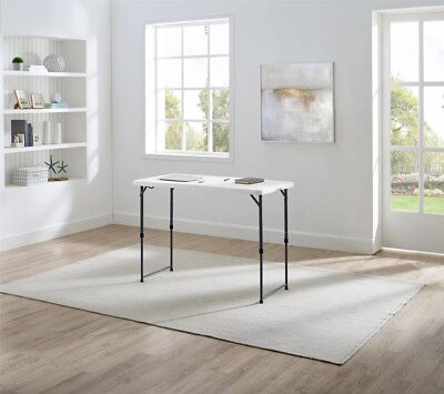 #ad Mainstays White 4 Foot Adjustable Height Folding Plastic TableStain amp; UV Damage $35.98
