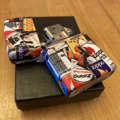 #ad Zippo 02526 Vintage Fuel Can Collage 540 Color Wrap Around Process Lighter $39.75