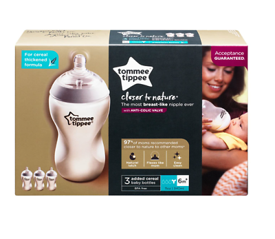 Tommee Tippee Closer To Nature Cereal Baby Bottle BPA Free 11oz 3 count $19.98
