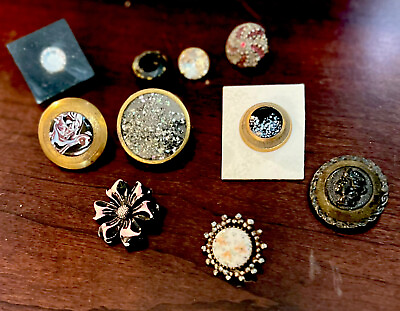 #ad Antique Button Lot * Beautiful Old Buttons* Drum Glass In Metal Pastes amp; More $33.50