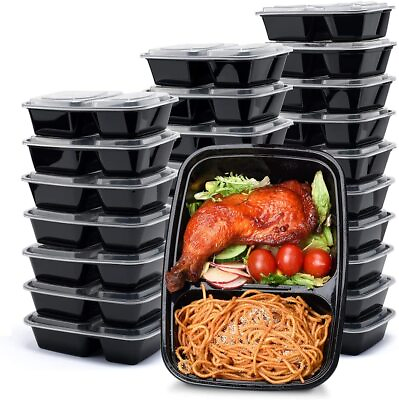 20 140 25oz Meal Prep Food Container 2 Compartment Storage Reusable Microwavable $33.99