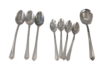 #ad Orleans Silver ORL31 Serving Salad Table Spoons LOT Stainless Flatware S Scroll $19.99