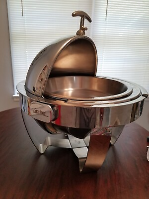 Spring Switzerland Round Stainless Steel Roll Lid Chafing Dish with 2 pan insert $410.99