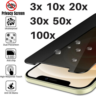 Privacy Screen Protector Tempered Glass For iPhone 13 12 11 XR X 8 Wholesale Lot $122.65
