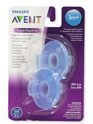 #ad LAST ONE Philips Avent Super Soothie Pacifier Blue 3 months 2 Pack SCF192 06 $9.99