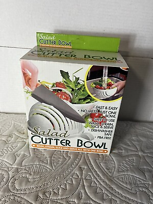 #ad Salad Cutter Bowl Three In One Colander Cutting Board Serving Dish NEW $6.00
