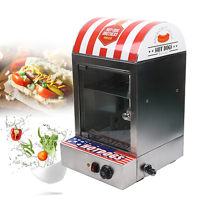 1500W Hot Dog Steamer Sausage Bun Commercial Countertop Warmer Machine 30 110°C $160.00