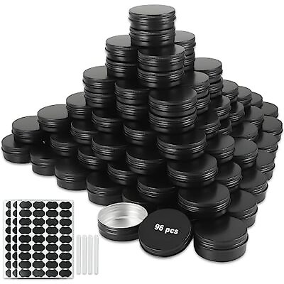 96 Pack Round Cans with Screw Lid 2 Oz Aluminum Metal Tins DIY Food Candle Co... $58.29