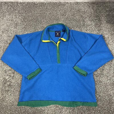 #ad A1 Vintage 90s Gap Artic Light Fleece 1 2 Zip Sweater Adult Blue Sweatshirt Sz L $27.99