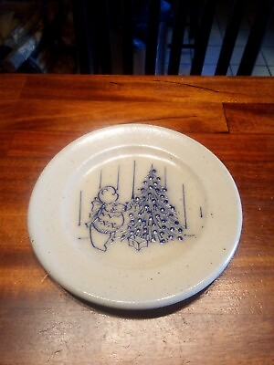 1993 Salmon Falls Stoneware Pottery Christmas Plate Bear X Mas Tree $64.90