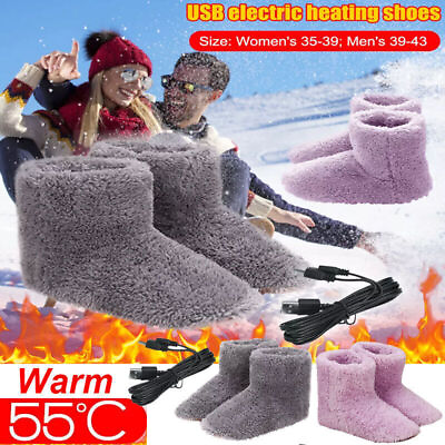 #ad Winter USB Warmer Foot Shoe Plush Warm Electric Slipper Feet Heated Washable New $11.99