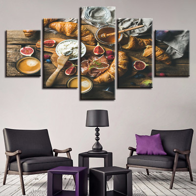 #ad Tasty Food On The Table 5 Panel Canvas Print Kitchen Restaurant Wall Art $164.98