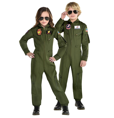#ad Party City Top Maverick Flight Costume for Halloween Olive Green Large 12 14 $29.95