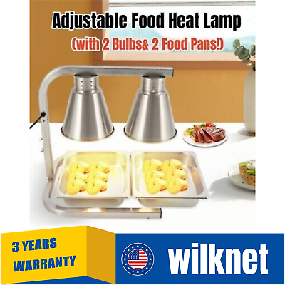 #ad Heat Lamp Food Warmer Countertop Heating Food Commercial Station 2 Bulb2Pan $97.76