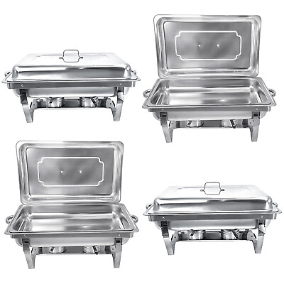 Chafing Dish Buffet Set 4 Pack 8QT Stainless Steel Chafer for Catering $117.99