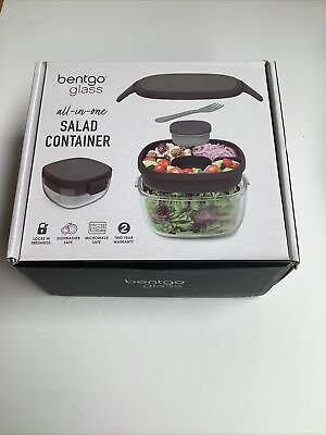 #ad Bentgo Glass Leakproof Salad Container With Large 61oz Salad Bowl 4 compartment $27.99