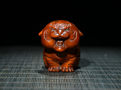 #ad Chinese Antique Vintage Boxwood Carving Exquisite Tiger Statue Collection Decor $24.99