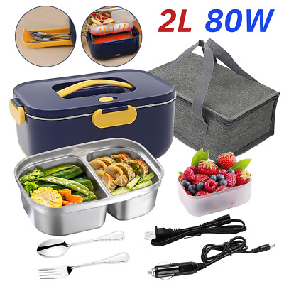 #ad 2L Electric Heating Lunch Box Portable for Car Office Food Warmer Container 80W $12.99