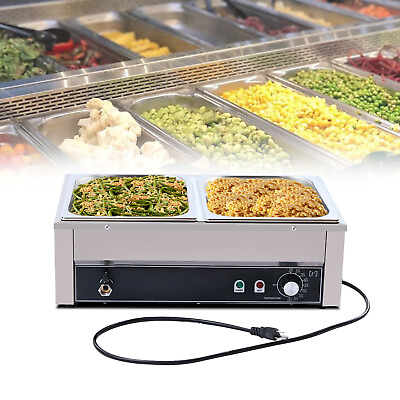 #ad 2 Pan Commercial Electric Food Warmer Buffet Steam Table Stainless Steel 1500W $77.90