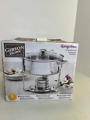 #ad Gibson Home Langston 6pc 4.5qt Stainless Steel Chafing Dish Set Catering Events $31.80