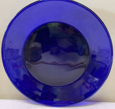 #ad #ad Round COBALT Blue Art Glass Recessed Bottom Flared Rim 11” Charger Pie Plate $36.00