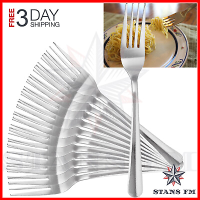 #ad Heavy Duty Dinner Forks 18 0 Stainless Steel Salad Table Fork Set of 12 Flatware $11.79