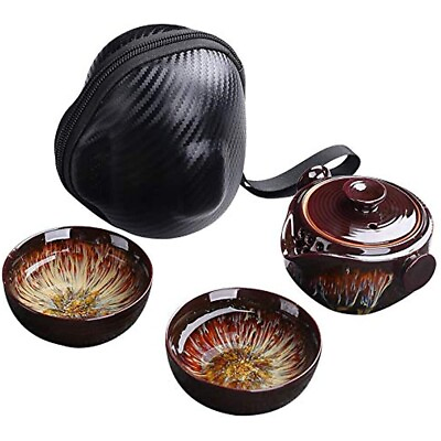 #ad Chinese Portable Kung Fu Tea Set Storage Bag Teapot Cups Jianzhan Drinking Tool $39.50