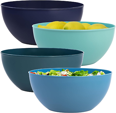 #ad Vista Durable Plastic Salad and Serving 10 Inch Bowls Set of 4 in Coastal Colo $25.96