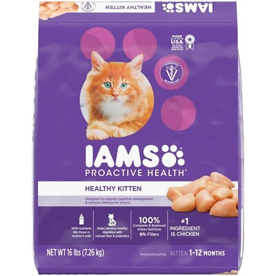 #ad IAMS Proactive Health Chicken Dry Cat Food for Kittens Digestion amp; Brain 16 lb $30.58