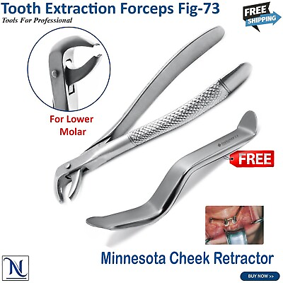 #ad Dental Tooth Extracting Forceps Fig.73 Lower Molar Mouth Cheek Lip Retractor $25.48