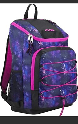 Fuel Wide Mouth Sports Backpack W Front Bungee amp; Tech Pocket Black Galaxy NEW $28.00
