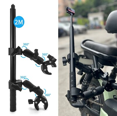#ad Motorcycle Invisible Selfie Cam Stick Monopod Handlebar Mount For GoPro Insta360 $124.90