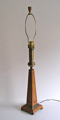 Vintage Tower Craftsmen Oak Wood amp; Brass Frank Lloyd Wright Style Table Lamp $149.98