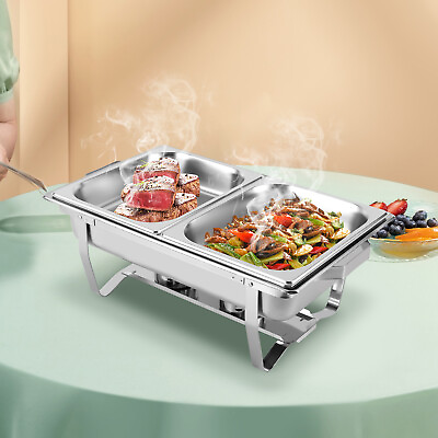 9.51 QT Chafing Dish Buffet Set w Water Pan Food Pan Fuel Holder and Lid $42.75