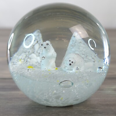 #ad #ad Polar Bear Paperweight Glass Christmas Decoration Artic Snow Bears LS Arts Inc $15.95