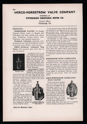 #ad 1942 Merco Nordstrom Valve Co Lubricants valves Pittsburgh PA Vintage print ad $14.65