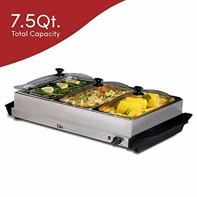 #ad 3 Tray Buffet Warmer Food Warming Holder Server Serving Heater Storage Holder $58.99