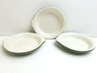 3 Hall Pottery Forest Green MCM 7quot; Shirred Egg VTG Restaurant Ware Dish $48.67
