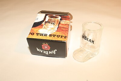 #ad #ad JIM BEAM Boot Shaped Shot Glass In Original Promo Box UNUSED $9.95