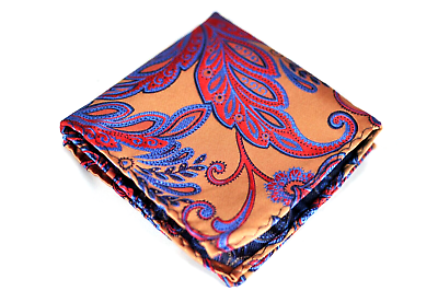 #ad Umberto Algodon Copper Bright Paisley Silk Pocket Square $29.99