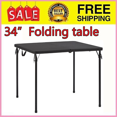 #ad #ad 34quot; Foldable Card Table Square Resin Indoor Outdoor Multi Use Durable Plastic US $38.56