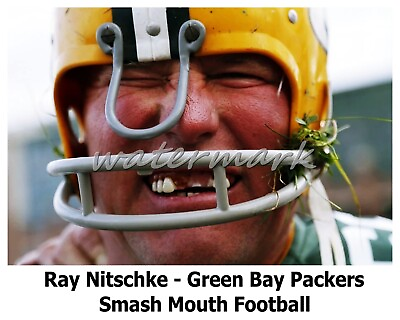 NFL Ray Nitschke Green Bay Packers Smash Mouth Football Color 8 X 10 Photo Pic $5.25
