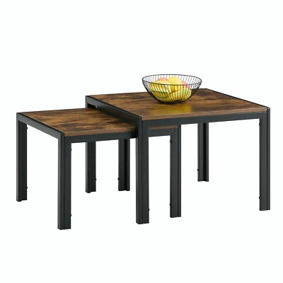 Square Modern Coffee Table Set of 2 with Wood Finish $58.50