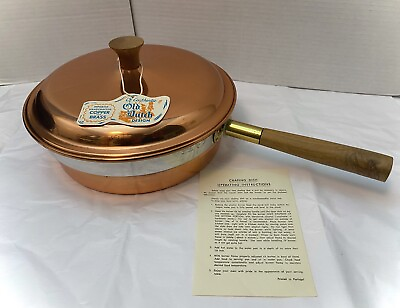 #ad Vintage Mid Century Taurus Portugal Copper Chafing Dish Food Warmer NWOB $24.99