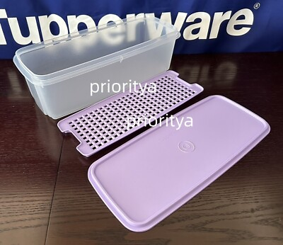 #ad Tupperware Easy Crisp Large Refrigerator Container Keeper 4.5L w Grid Lilac New $39.95