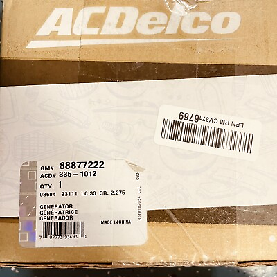 #ad #ad 335 1012 AC Delco Alternator New for Chevy 105 Amp AMP Chevrolet Camaro Firebird $95.80