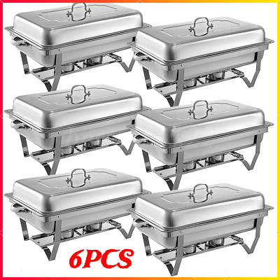#ad #ad 6 PACK CATERING STAINLESS STEEL BUFFET CHAFER CHAFING DISH SETS 8 QT FULL SIZE $149.99