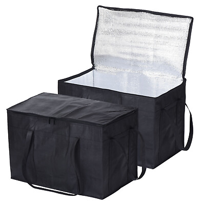 #ad 2Pcs Insulated Reusable Grocery Bag Thermal Food Bag with Zipper 22.8quot;x13quot;x15quot; $28.18