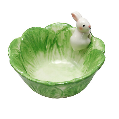 #ad #ad Cute Cartoon Cabbage w Rabbit Shaped Ceramic Bowls Rice Bowls Salad Bowls Soup $14.72