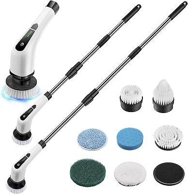 Electric Spin Scrubber Cordless Bath Tub Power Scrubber with Handle amp; 7 Heads $38.99